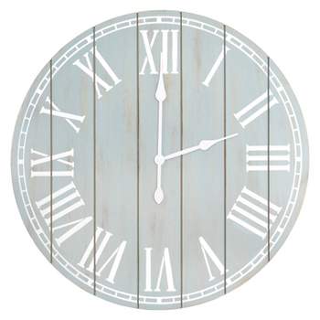 23" Wood Plank Rustic Coastal Wall Clock - Elegant Designs
