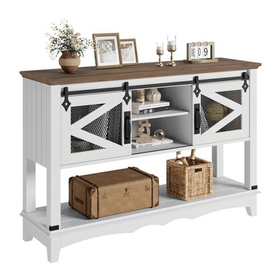43.3" Narrow Console Table ¨C White 2-Tier Entryway Table (for Living Room/Hallway)