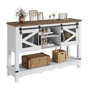 43.3" Narrow Console Table ¨C White 2-Tier Entryway Table (for Living Room/Hallway) - 1 of 4