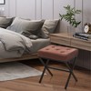 SEVOBAL Ottomans and Benches Tufted Ottoman Foot Stool with X-Shaped Metal Legs for Living Room Bedroom Vanity, Brown, 34.00"*33.00"*16.50" - 4 of 4