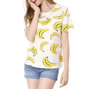 INSPIRE CHIC Women's Fruit Print Top Round Neck Short Sleeve Cute T-Shirt - 1 of 4