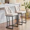 beige Set of 2, Modern Upholstered Bar Stool, Tufted Back, Counter Height Chair, Sturdy Metal Frame, Comfortable Upholstered Seat - 3 of 4