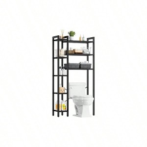 Over Toilet Storage with 8 - Tier Shelf Mass - Storage Open Rack Freestanding Bathroom Organizer Black Space Saver - 1 of 4