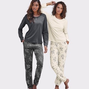 Women's 2 Pack Long Sleeve Pajama Sets - LASCANA - 1 of 4