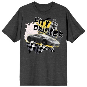 Sleek Rebel City Drifter Crew Neck Short Sleeve Charcoal Men's T-shirt - 1 of 3