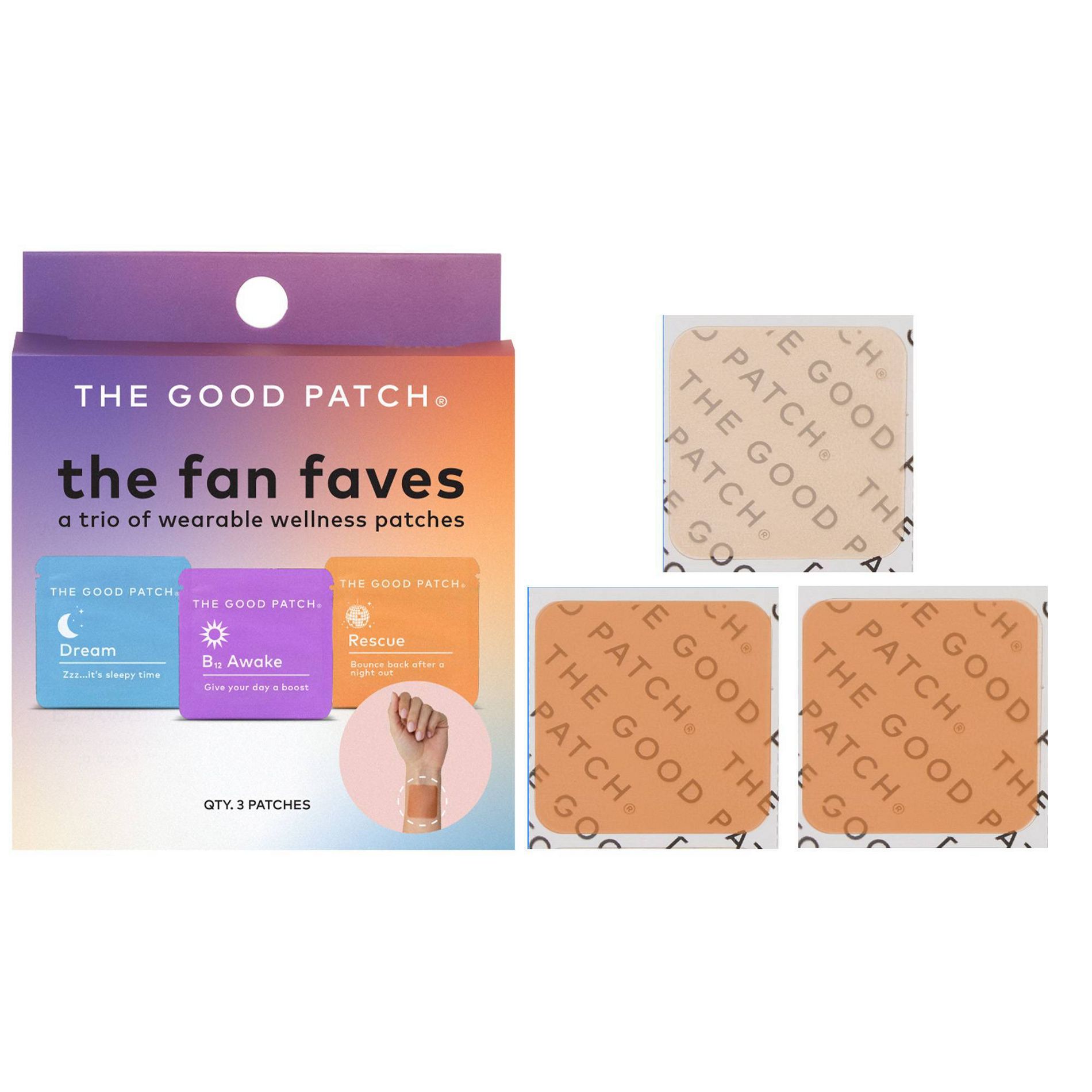 The Good Patch Fan Faves Set Plant-Based Vegan Wellness Patch - 3ct
