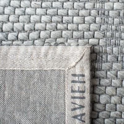 Gray Geometric Flat Woven Wool and Synthetic Square Rug