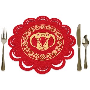 Big Dot of Happiness Lunar New Year - 2025 Year of the Snake Round Table Decorations - Paper Chargers - Place Setting For 12 - 1 of 4