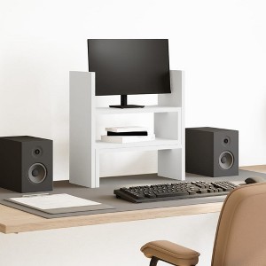 Aghana Digitals White Engineered Wood Adjustable Desk Organiser, 15.7x6.7x16.1", 2-Piece Modular - 1 of 4