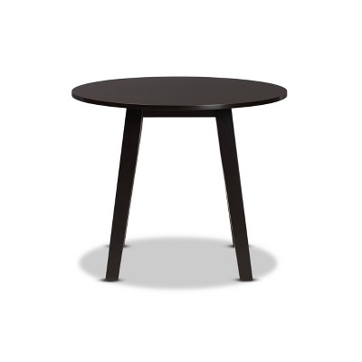 Ela Dark Brown Round Wood Dining Table with Splayed Legs