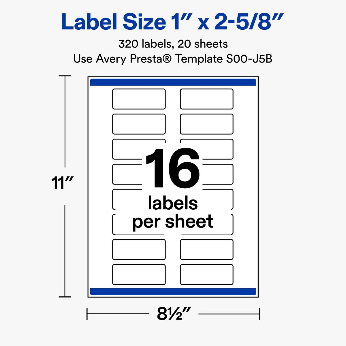 Avery® Labels, 1" x 2-5/8", Glossy, Silver Menorah Frame, 320 - thumbnail 5