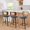 Bekrvio 26"/29" Mid-Century Modern Swivel Bar Stools Set of 1/2/3/4- Faux Leather Upholstered with Back and Bent Wood Legs,Ideal for Kitchen Island - 2 of 4