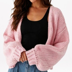 YESFASHION Womens Solid V-Neck Cardigan Sweater Long Sleeve Drop