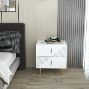 TiranisuBest White Nightstand with Drawers:Black Nightstand Bedside Table,Modern Nightstand Wood Nightstand, Night Table for Bedroom Bed Stand - 1 of 4