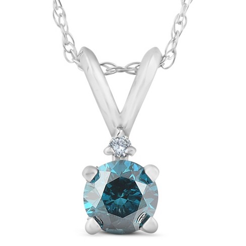 Pompeii3 10k White Gold 1/4ct TDW Blue and White Diamond Necklace - image 1 of 4