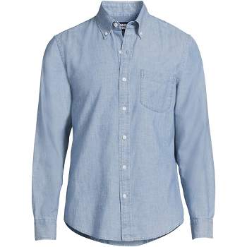 Lands' End Men's Long Sleeve Traditional Fit Chambray Shirt