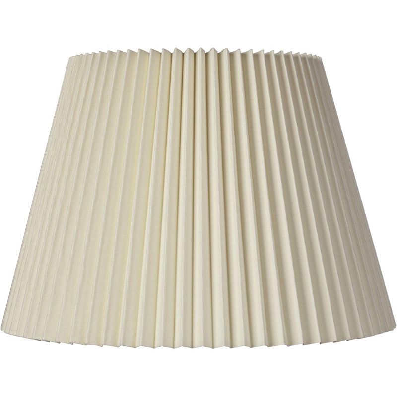 Brentwood Ivory Linen Knife Pleat Medium Lamp Shade 9" Top x 14.5" Bottom x 10" High (Spider) Replacement with Harp and Finial, 1 of 8