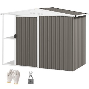 8 x 4ft Outdoor Garden Shed, Metal Shed with Air Vents and Lock for Backyard, Garden, Patio - 1 of 4