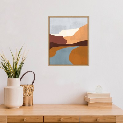 Sedona Colorblock Abstract Canvas Art with Maple Frame