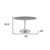 HomeRoots 48" Gray and Silver Marble and Aluminum Pedestal Base Round Top Dining Table - 3 of 4