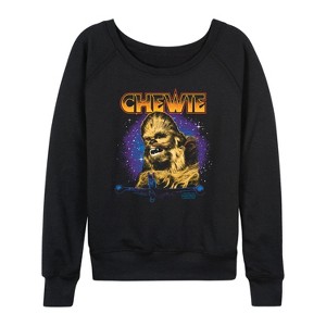 Women's - Star Wars - Chewie Hair Metal Lightweight French Terry Wide Neck Long Sleeve Shirt - 1 of 4