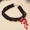 Gothic Blood Drop Fringe Choker With Crystal & Pearl Beads For Vampire Halloween Punk Jewelry - 3 of 4