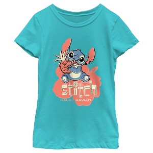 Girl's Lilo & Stitch Kauai Pineapple Stitch T-Shirt - 1 of 4
