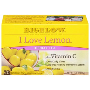Bigelow I Love Lemon Plus Vitamin C Herbal Tea Bags - 20ct - 1 of 3