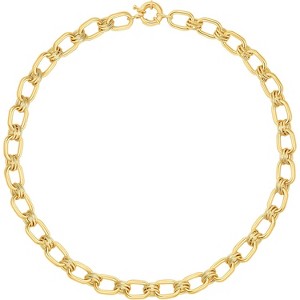 18K Gold Plated Paperclip Choker with Freshwater Cultured Pearl Pendant, Dainty Satellite Chain Necklace - 1 of 4