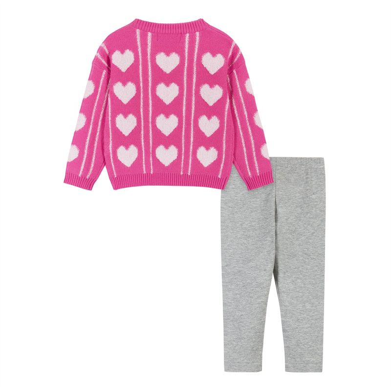 Andy & Evan  Infant  Girls Heart Faux Shearling Sweater & Legging Set, 2 of 5