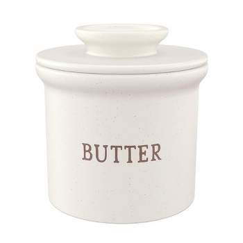 Kook Butter Keeper Dish, Ceramic Crock with Lid, For Soft Butter