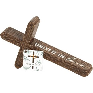 Dicksons United in Love 50th Brown Leaning Cross 10 x 5.5 Resin Decorative Tabletop Figurine - 1 of 2