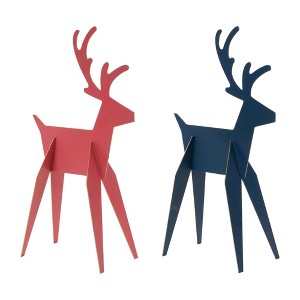 Christmas Festive Iron Deer Set of 6 – 12" Assorted Red/Green Decor by Melrose - 1 of 3