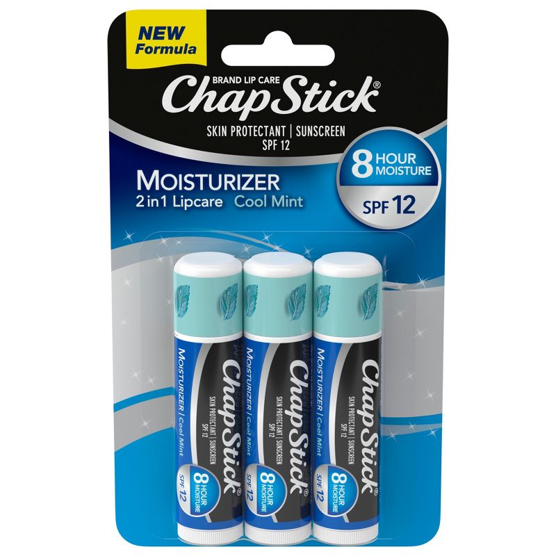 Chapstick Moisturizer Lip Balm - Cool Mint with SPF 12 - 3ct/0.45oz, 1 of 4