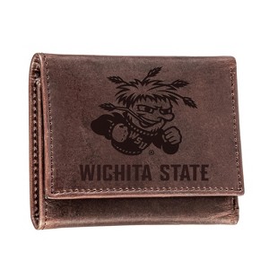 Evergreen NCAA Wichita State Shockers Brown Leather Trifold Wallet Officially Licensed with Gift Box - 1 of 1