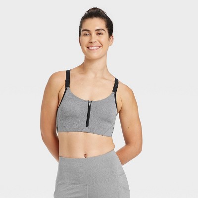 high support zip front sports bra