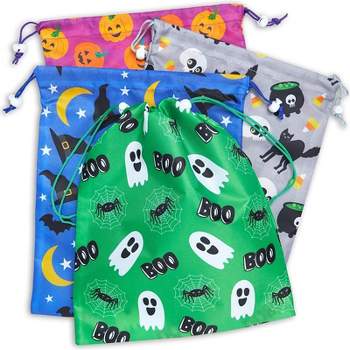 Blue Panda 12 Pack Halloween Party Favor Goody Treat Bags, Reusable with Drawstring, 12 x 10 in