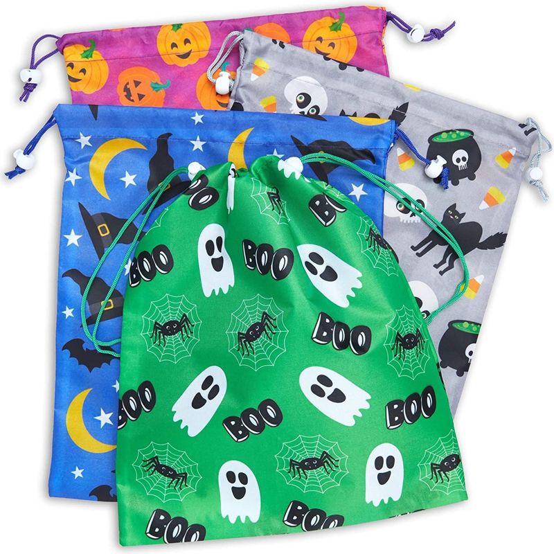 Blue Panda 12 Pack Halloween Party Favor Goody Treat Bags, Reusable with Drawstring, 12 x 10 in, 1 of 9