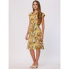 INSPIRE CHIC Women's Floral Cap Sleeve Smocked Elastic Waist Summer Casual Chiffon Shirt Dress - 4 of 4