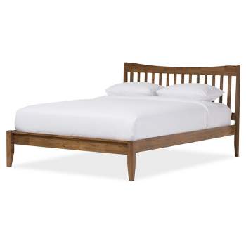 Edeline Mid - Century Modern Solid Wood Curvaceous Slatted Platform Bed - Baxton Studio