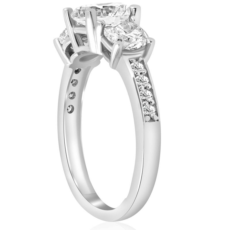 Pompeii3 1 1/2ct 3-Stone Diamond Engagement Ring 14K White Gold, 3 of 6