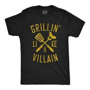 Mens Grillin Like A Villain T Shirt Funny Cookout BBQ Grill Tee - Crazy Dog Men's T Shirt - 1 of 4