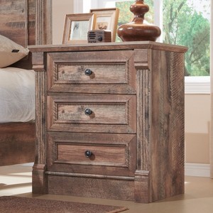 Mastgoal 26" Nightstand with Charging, 23.6" Farmhouse Wood Rustic Side Table & 3 Drawers - 1 of 4