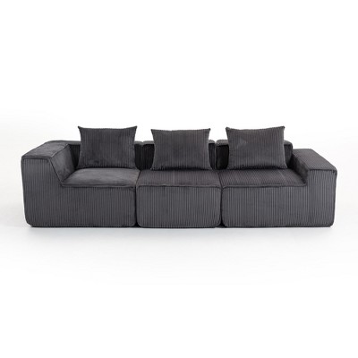 Resenkos Sctional Couches Set, Soft  Durable Corduroy Upholstery, Multi-Person Comfort, Easy Maintenance, Cushions Are Vacuum-Compressed,