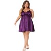 Agnes Orinda Women's Plus Size Side Slit Lace Trim V Neck Satin Sleeveless Nightgowns - 3 of 4