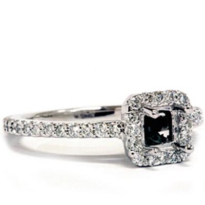 Pompeii3 1/2ct Princess Cut Semi Mount Engagement Ring Setting 14K White Gold