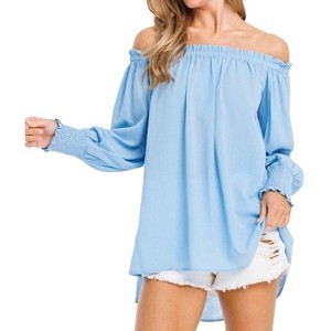 Women's Feeling Blue Off Shoulder Top - BETTER BE - 1 of 2