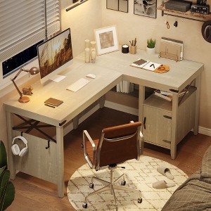 Bestier 60 Inch Farmhouse L-Shaped Computer Desk - 1 of 4