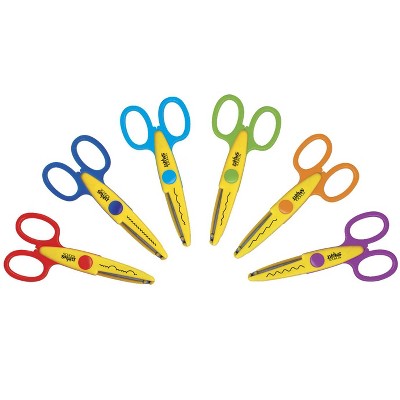 School Smart Paper Edger Scissor Set, Assorted Colors, set of 6