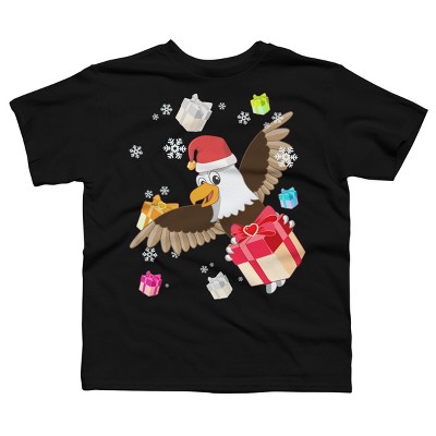 Boy's Design By Humans Santa American Bald Eagle Christmas T-Shirt By thebeardstudio T-Shirt